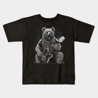 Bear Playing a Guitar Kids T-Shirt